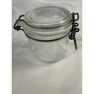 Bormioli Rocco Fido Clear Glass Jar Made in Italy Wire Bail Lid 4 Inch Canister